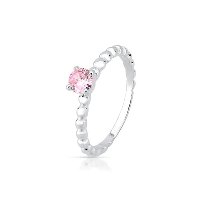 Anel Solitário Reforçado com Pedra Pink