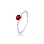 Anel Solitario Vermelho com Bolas