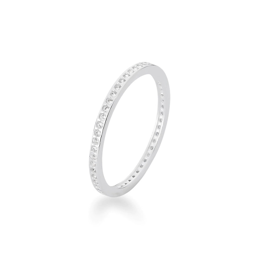 Anel de Prata Aparador Cravejado 1,5mm