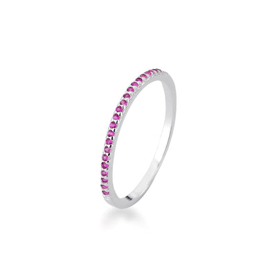 Anel Aparador Cravejada Pink Prateado