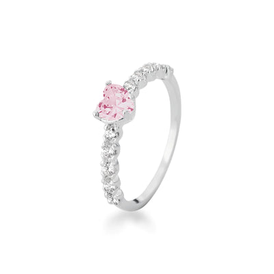 ANEL CORAÇÃO CRAVEJADO PINK