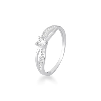 ANEL SOLITARIO CRAVEJADO VAZADO PRATEADO