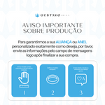 ANEL ARO CRAVEJADO E 2 PEDRAS CARRE